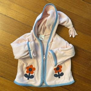 Hanna Andersson fleece zip up with hood. 12-18 months